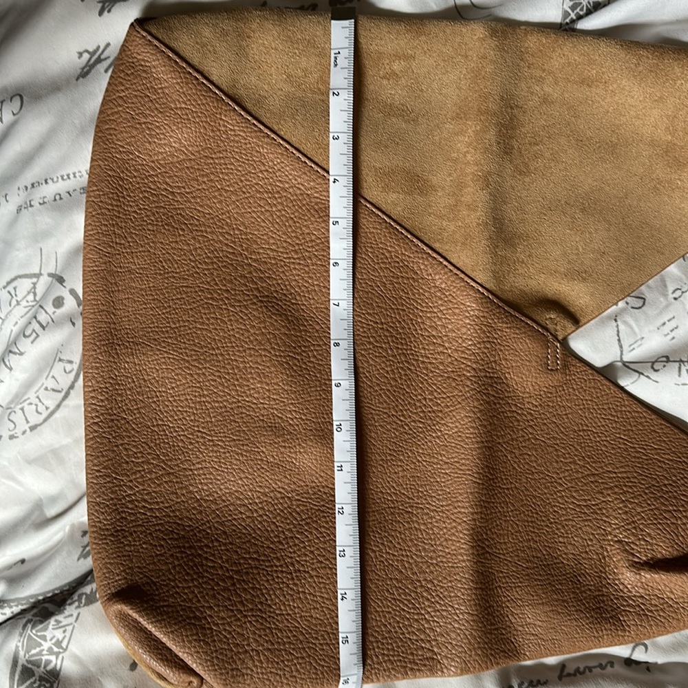 Brown Textured Hobo Bag with Asymmetrical Detail - Picture 2 of 4